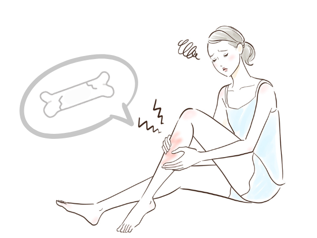 骨粗鬆症になってしまった女性のイメージイラスト。