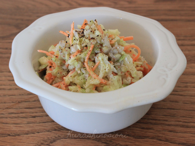 そばの実のコールスローサラダを実際に作った完成画像